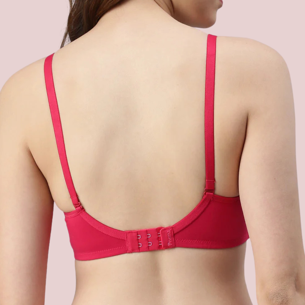 Havde Red Seamless Padded Plunge Bra — Bold Colour, Seamless Fit