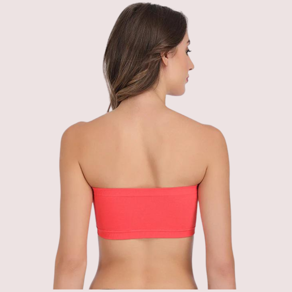Havde Coral Red Bandeau Tube Bra — Bold Strapless Colour