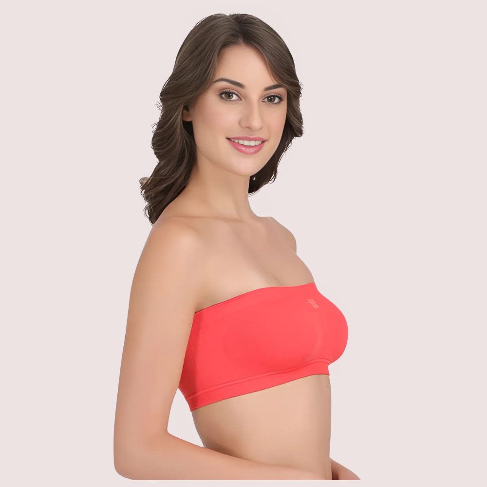 Havde Coral Red Bandeau Tube Bra — Bold Strapless Colour