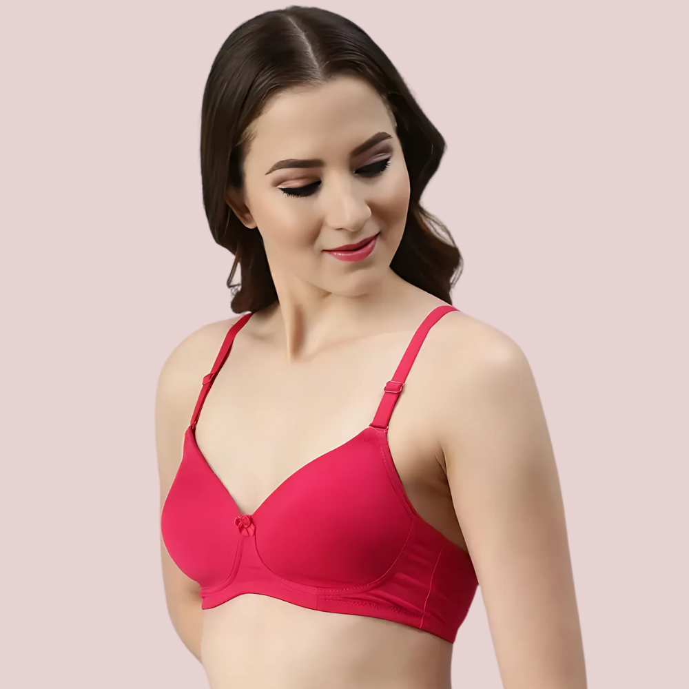 Havde Red Seamless Padded Plunge Bra — Bold Colour, Seamless Fit