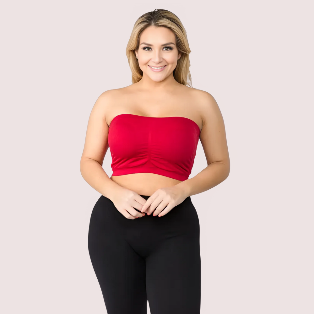 Havde Red Tube Bandeau Bra — Hot Red Strapless Style